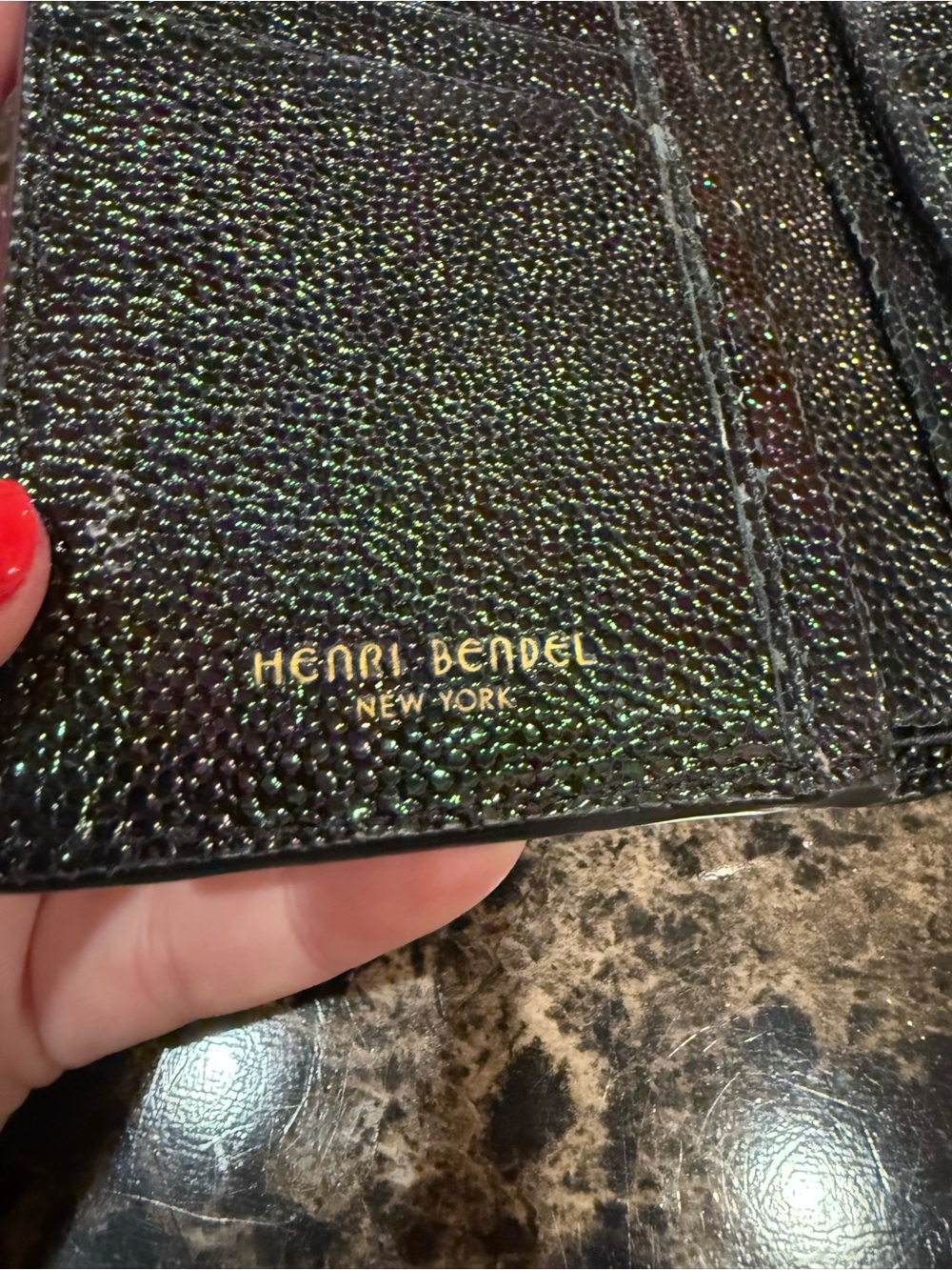 ❌SOLD❌🌟 Rare Henri Bendel Petrol Oil Slick Iridescent Trifold Wallet 🌟 - Picture 11 of 16